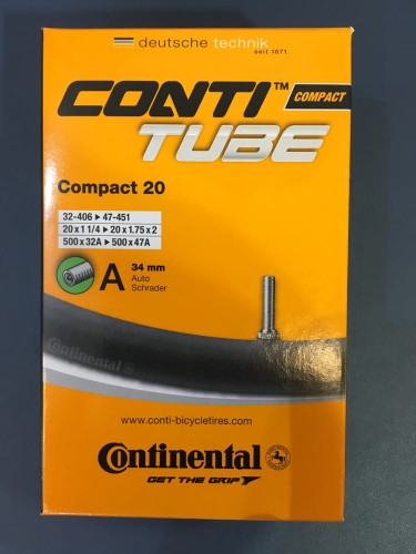 Przejdź do produktu Continental Compact 20 - dętka do rowerów 20 cali wentyl samochodowy