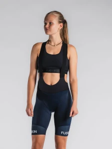 Fusion Tempo!  Two Bib Shorts damskie -Spodenki kolarskie krótkie na szelkach niebieskie