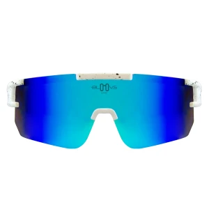Okulary sportowe Bloovs biale Drop Zoncolan niebieskie lustra
